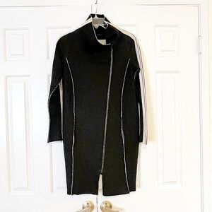 Annette Gortz full zip viscose blend black cream cardigan asymmetrical sweater